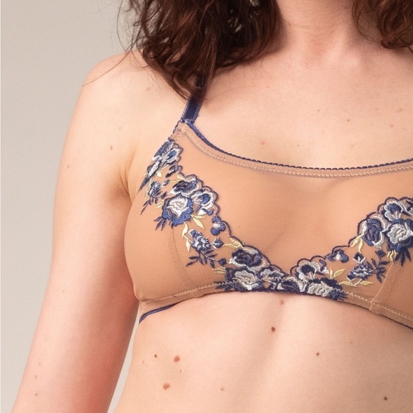 Bloom Embroidered Floral Sheer Bralette Size S - Picture 1 of 6